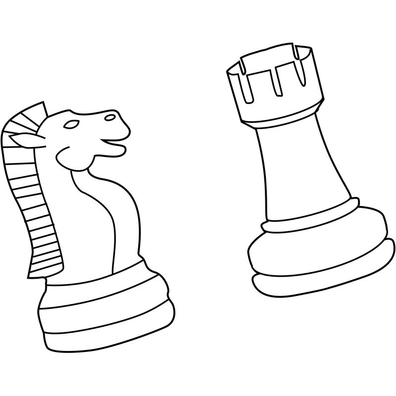 Раскраска ладья и конь шахматные фигуры 😻 распечатать бесплатно